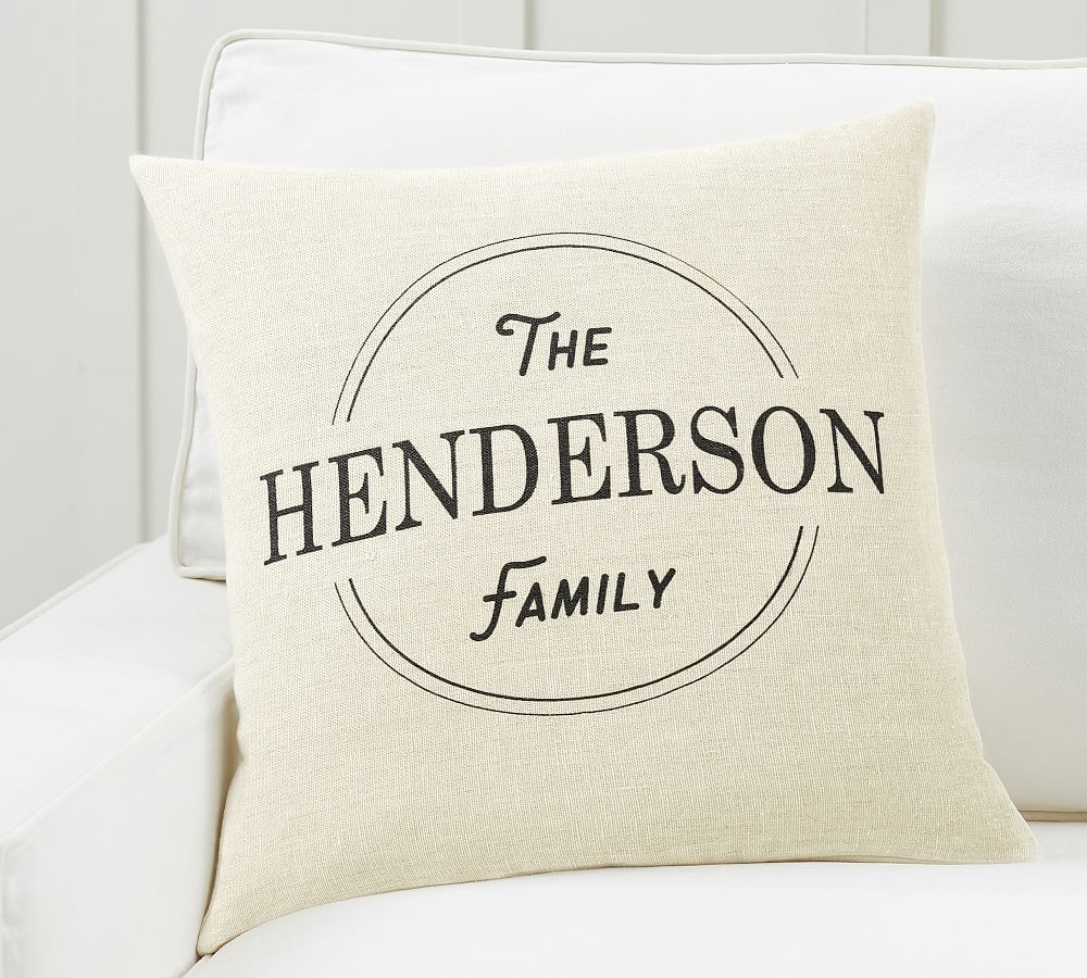 Personalized Family Linen Pillow Cover