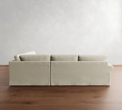 PB Comfort Modern Roll Arm Slipcovered 3-Piece L-Shaped Wedge Sleeper Sectional (121&quot;)