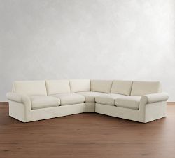 PB Comfort Modern Roll Arm Slipcovered 3-Piece L-Shaped Wedge Sleeper Sectional (121&quot;)