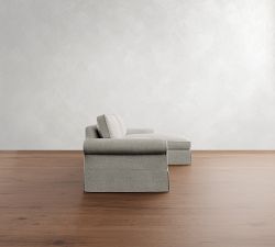 PB Comfort Roll Arm Slipcovered Chaise Sleeper Sectional (112&quot;)