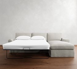 PB Comfort Roll Arm Slipcovered Chaise Sleeper Sectional (112&quot;)