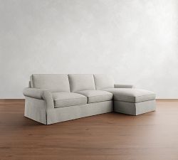 PB Comfort Roll Arm Slipcovered Chaise Sleeper Sectional (112&quot;)