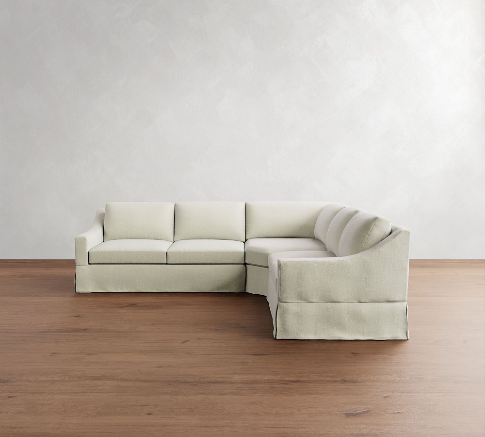 York Slope Arm Slipcovered 3-Piece L-Shaped Wedge Sleeper Sectional (117&quot;)