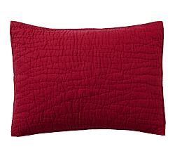 Open Box: Belgian Flax Linen Handcrafted Quilted Sham, Standard Set of 2 - Red Berry