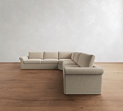 Westwood Roll Arm Slipcovered 3-Piece L-Shaped Wedge Sleeper Sectional (130")