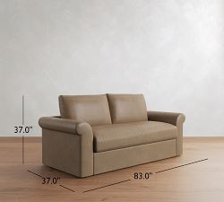Westwood Roll Arm Leather Sleeper Sofa - Thumbnail 4