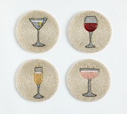 Cocktail Icon Beaded Coasters - Mixed Set of 4