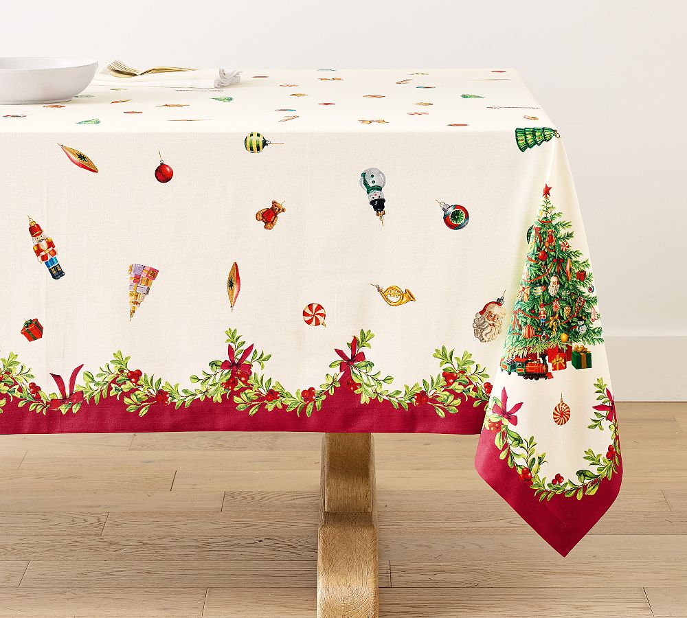Nostalgic Christmas Icon Cotton Tablecloth