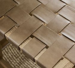 Fenton Woven Backless Leather Stool