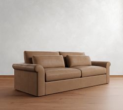 Westwood Roll Arm Deep Seat Leather Sofa (77&quot;&ndash;102&quot;)