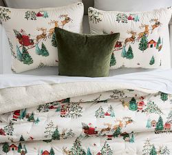 Santa in the Country Sherpa Back Comforter Shams