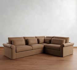 Westwood Roll Arm Deep Seat Leather 3-Piece Sectional