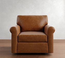 York Roll Arm Leather Swivel Chair