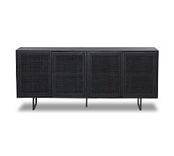 Open Box: Dolores Cane Console Table, 72&quot; - Black Wash