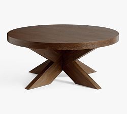 Open Box: Modern Farmhouse Round Coffee Table, 44"- Tahoe Brown