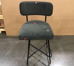 Open Box: Maison Upholstered Swivel Counter Stool (25") - Performance Everydayvelvet™ Carbon, Bronze Legs