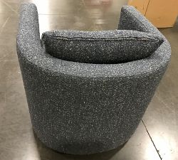 Open Box: Ayden Upholstered Barrel Arm Swivel Chair (32&quot;), Individual - Luxe Boucle, Slate