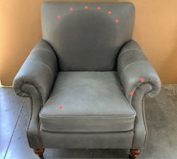 Open Box: Brooklyn Leather Chair - Mason Pebble Graphite, Espresso Legs