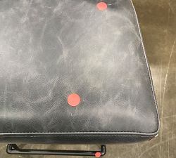 Open Box: Maison Leather Swivel Bar Stool, Counter Height - Statesville Indigo, Bronze Legs