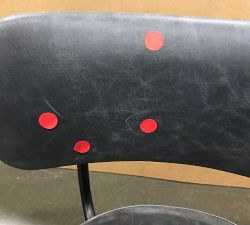 Open Box: Maison Leather Swivel Bar Stool, Counter Height - Statesville Indigo, Bronze Legs