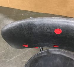 Open Box: Maison Leather Swivel Bar Stool, Counter Height - Statesville Indigo, Bronze Legs