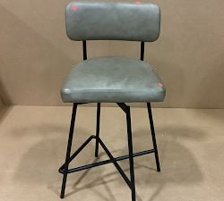 Open Box: Maison Leather Swivel Counter Stool (25&quot;) - Legacy Taupe, Bronze Legs