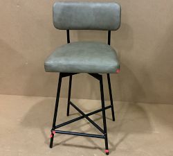Open Box: Maison Leather Swivel Counter Stool (25&quot;) - Legacy Taupe, Bronze Legs