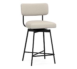 Open Box: Maison Upholstered Swivel Counter Stool - Performance Chateau Basketweave Oatmeal, Antique Bronze Legs