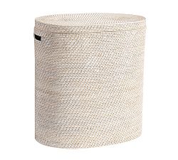 Open Box: Tava Handwoven Rattan Divided Hamper - White