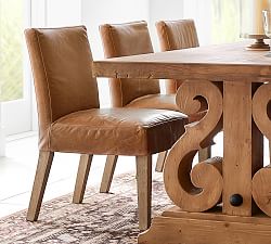 Open Box: Classic Leather Dining Chair - Bourbon Burnished, Blackened Oak Finish