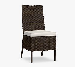 Open Box: Torrey Wicker Outdoor Dining Side Chair with Cushion, Individual - Espresso