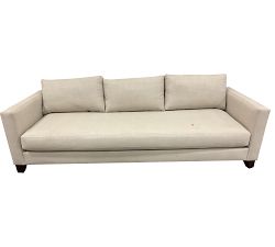 Open Box: Jake Seadrift Wood Base Grand Sofa (96"), Bench Cushion, 3 Back Cushions - Performance Basketweave Parchment