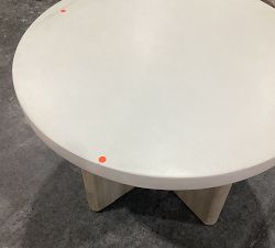 Open Box: Cayman Concrete &amp; Eucalyptus Round Outdoor Side Table (26&quot;)