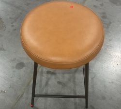 Open Box: Maison Leather Backless Swivel Stool, Counter Stool, 24" - Statesville Caramel
