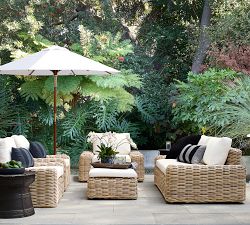 Premium 9' Round Outdoor Patio Umbrella &ndash; Teak Tilt Frame&#8203;