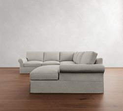 PB Comfort Roll Arm Slipcovered L-Shaped Chaise Sectional (137")