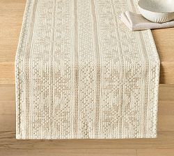 Open Box: Snowflake Fair Isle Cotton Table Runner - Neutral