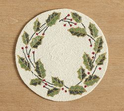 Holly Beaded Placemats - Set of 4