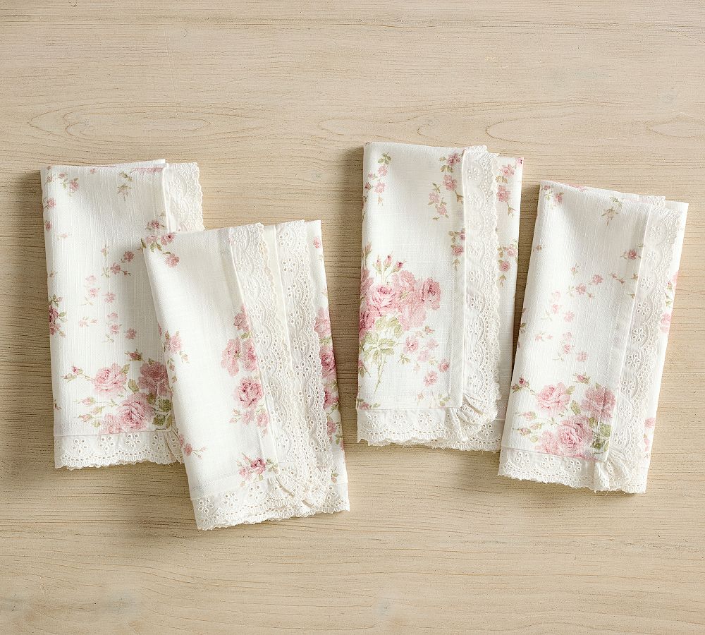 LoveShackFancy Pink Rose Napkins - Set of 4