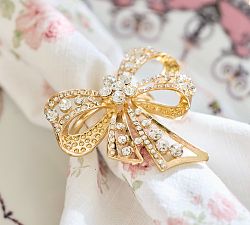 Yarn Dye Printed Bow Napkin Rings - Set of 4 - Thumbnail 5