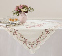 LoveShackFancy Embroidered Bow Tablethrow
