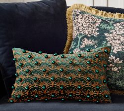 Elphaba Beaded Embellished Decorative Lumbar Pillow