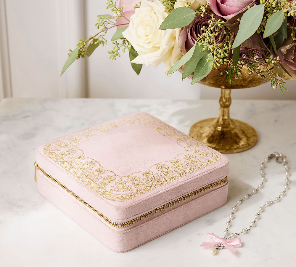 LoveShackFancy Velvet Embroidered Jewelry Box