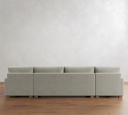 PB Comfort Modern Square Arm Double Chaise Sectional (129&amp;quot-164")