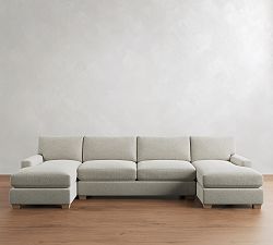PB Comfort Modern Square Arm Double Chaise Sectional (129&amp;quot-164")