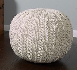 Handknit Cotton Sweater Pouf