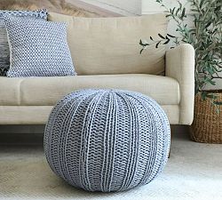 Handknit Cotton Sweater Pouf