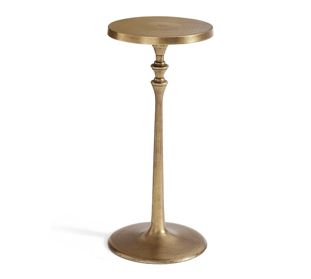Round Metal Drink Table (9.5") - Antique Brass