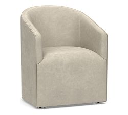 Open Box: Baldwin Leather Barrel Back Dining Armchair - Statesville Pebble
