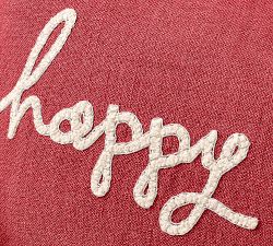 Happy Holidays Embroidered Lumbar Pillow